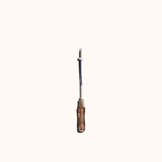 Silk Premium Threads PDO Nose L lifting needle with a brown handle and attached blue thread, displayed against a light background